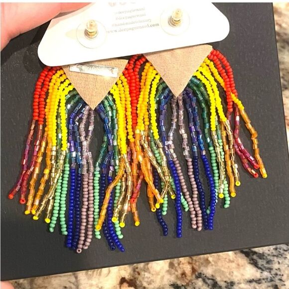 Anthropologie Deepa Gurnani Rainbow Chandelier Earrings NWT - Picture 4 of 11